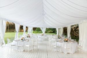2021 Wedding Trends - open air marquee with small number of tables set up underneath